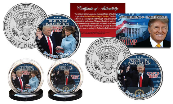 Donald Trump Jan 20, 2017 Inauguration Official 2017 JFK Half Dollar 2 Coin Set