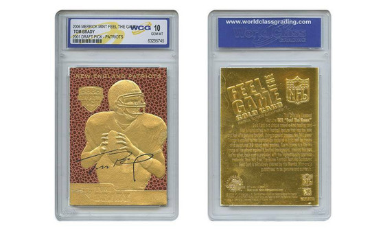Tom Brady Feel The Game 2000 Draft 23K Gold Sculptured Card Graded Gem Mint 10