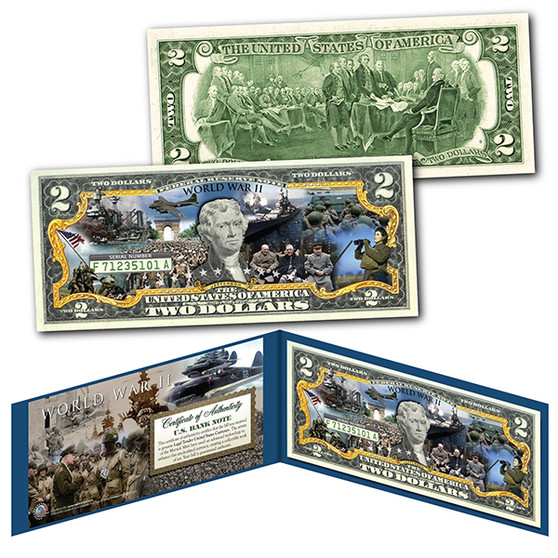 World War II Commemorative Colorized $2 Bill