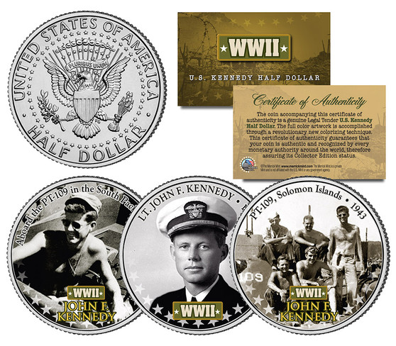 Lieutenant John F. Kennedy World War II Navy JFK 3 Coin Set