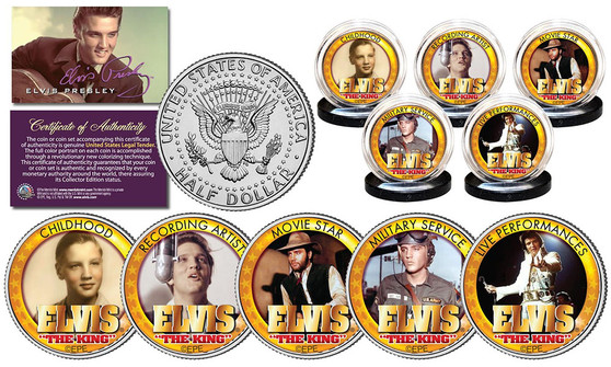 Elvis Presley Life & Times JFK Half Dollar 5 Coin Set