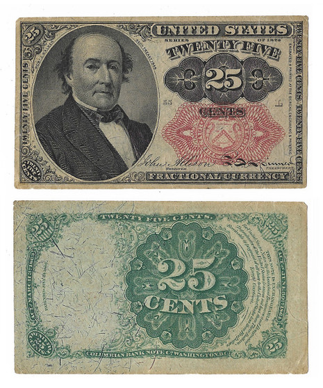 Post Civil War Fractional Currency 1874 25 Cent Note - C