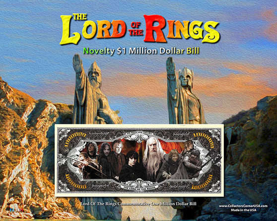 The Lord Of The Rings Novelty Million Dollar Bill Reverse Display - Arganoth on an 8" x 10" Display Card