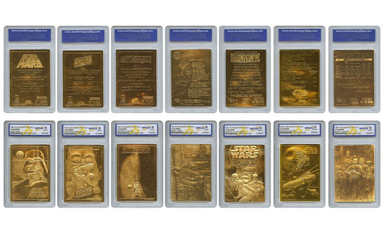 Star Wars 1996 Genuine 23K Gold Cards Graded Gem-Mint 10 Complete Set of 7
