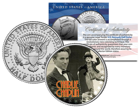 Charlie Chaplin Colorized JFK Half Dollar
