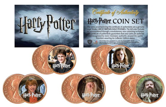 Harry Potter "Heroes" 5 Coin Set Great Britain Half Pennies