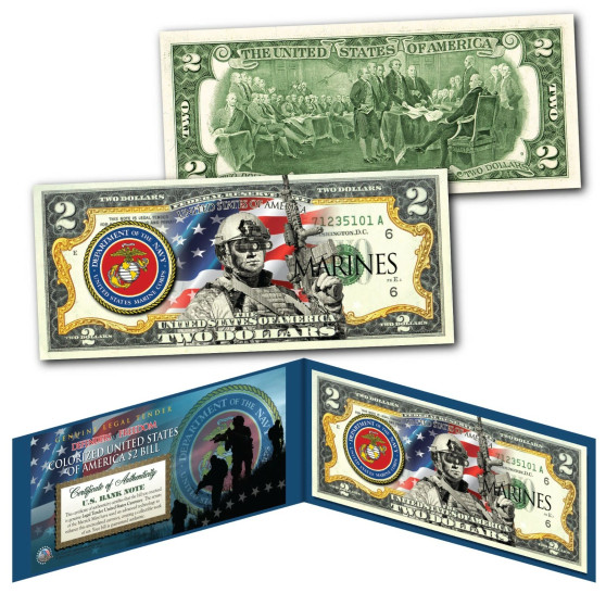 Special Forces Defenders of Freedom Marines Commemorative Colorized $2 Bill