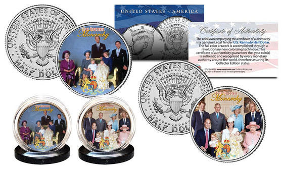 The British Monarchy Then and Now Commemorative JFK Half Dollar 2 Coin Set