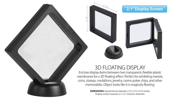 Set of 3 3D Floating Coin Display Frames - Large - 2.75"