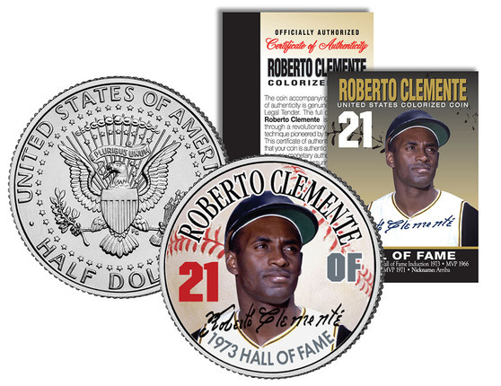 Roberto Clemente 1972 HOF Colorized JFK Half Dollar