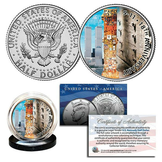 2019 World Trade Center 9/11 18th Anniversary Colorized JFK Half Dollar