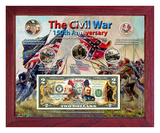 Civil War 150th Anniversary Colorized Coin & Currency Set in 8" x 10" Frame