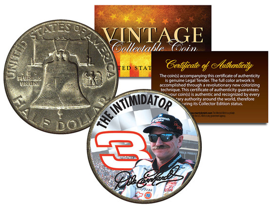 Dale Earnhardt * The Intimidator * Colorized 1951 Franklin Silver Half Dollar Coin