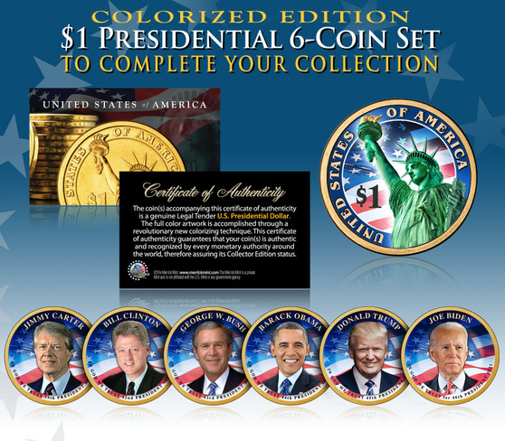 Living Presidents 2020-21 Presidential Dollar Colorized 6 Coin Set