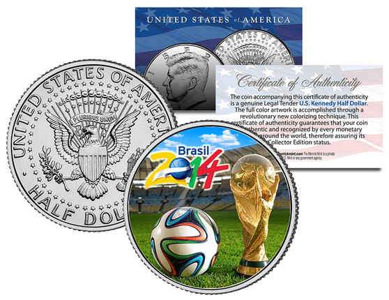 World Cup Soccer Brazil 2014 JFK Half Dollar