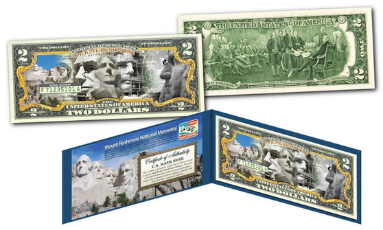 Mount Rushmore Commemorative Colorized $2 Bill