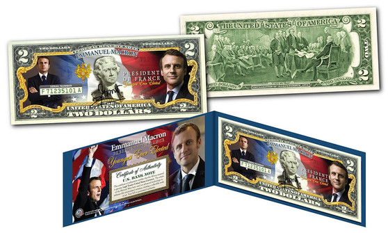 Emmanuel Macron President Of France Commemorative $2 Bill