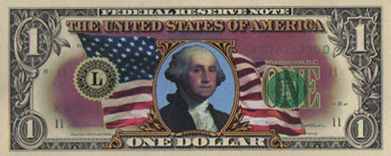 Colorized Patriotic Flag Type B $1 Bill