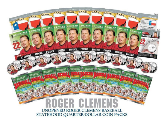 Lot of 10 Roger Clemens Colorized Texas Quarter Unopened Coin Packs