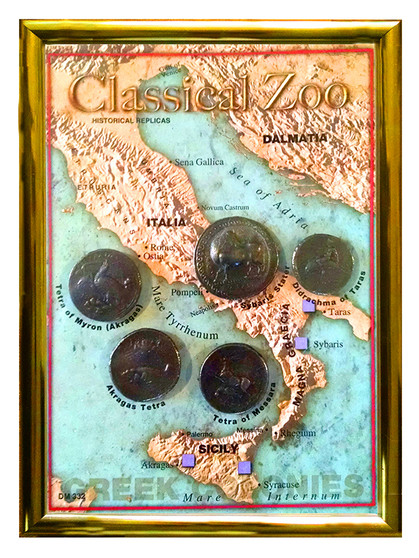 The Classical Zoo - Greek Colonies 5 Coin Set of Historical Replicas in 5" x 7" Frame