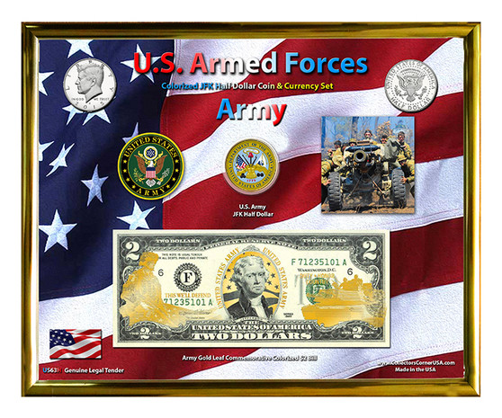 U.S. Armed Forces Gold Series Army Colorized Currency Set in 8" x 10" Frame