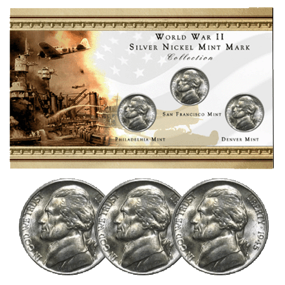 World War II Silver Nickel Mint Mark Collection