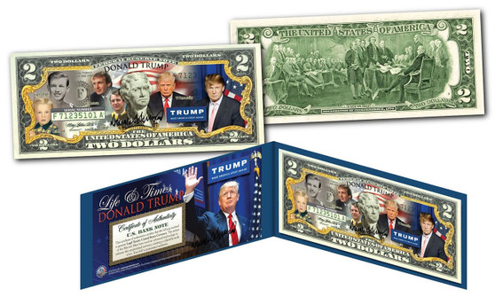 Donald Trump Presidential Life & Times Colorized $2 Bill