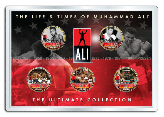 Muhammad Ali Life & Times 5 Coin Set in Acrylic Holder