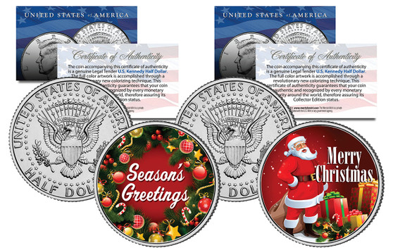 Merry Christmas & Season's Greetings 2 Coin Set
