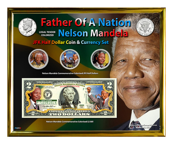 Nelson Mandela Colorized Coin & Currency Set in 8" x 10" Frame