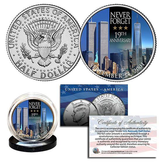 2020 World Trade Center 9/11Â 19th Anniversary Colorized JFK Half Dollar