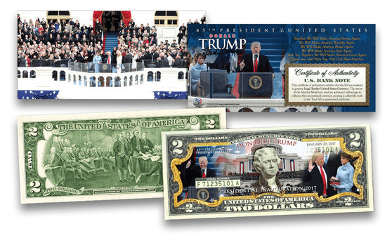 Donald Trump 2017 Official Inauguration Commemorative Colorized $2 Bill