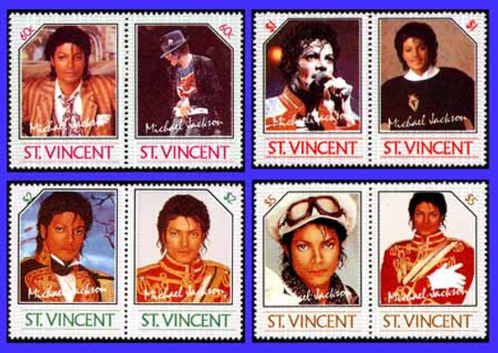 St. Vincent 1985 Michael Jackson 8 Stamp Set