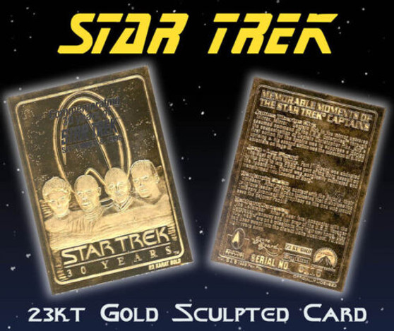 Star Trek 4 Captains 30 Year Anniversary 23K Gold Sculpted Card