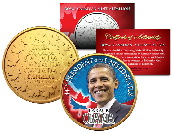 Barack Obama *44th President* 24K Gold Plated Royal Canadian Mint Medallion