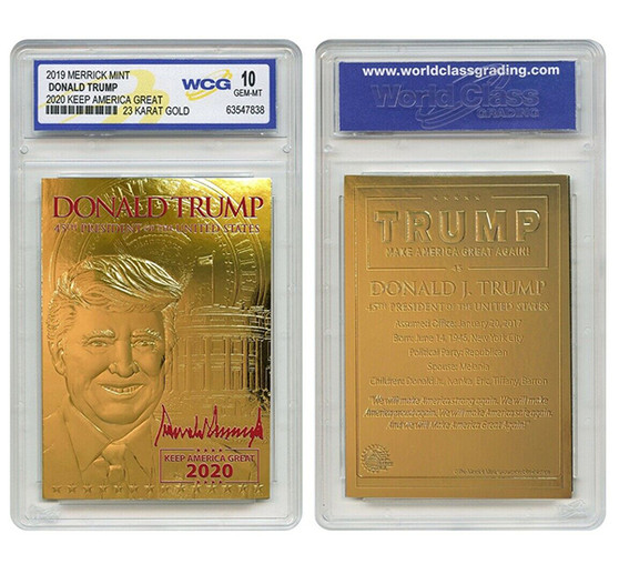 DONALD TRUMP 45th President 23K GOLD Sculpted Card Red SIGNATURE '20 GEM-MINT 10