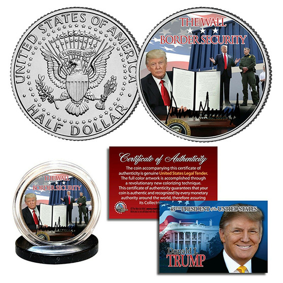 Donald Trump Border Security The Wall Colorized JFK Half Dollar