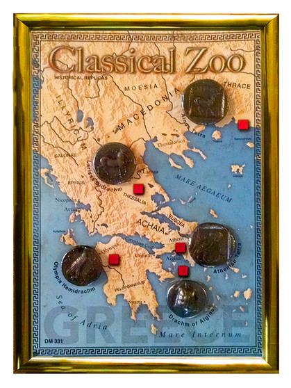 The Classical Zoo - Greece 5 Coin Set of Historical Replicas in 5" x 7" Frame