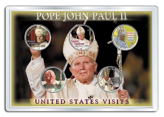 Pope John Paul II U.S.A. Visits 5 Coin State Quarter Set