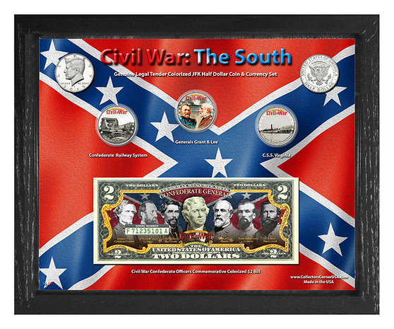 Civil War: The South Colorized Coin & Currency Set in 8" x 10" Frame