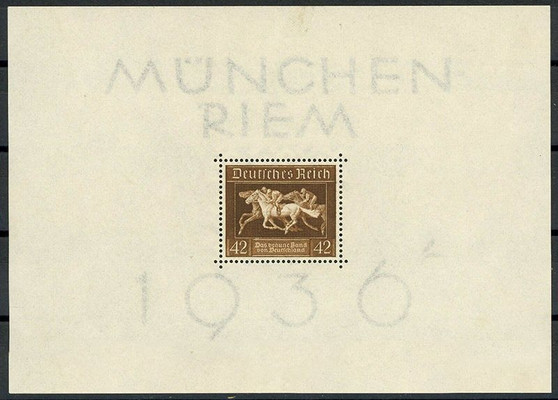 1936 #621 Block 4 Munchen Riem "The Brown Ribbon" MNH