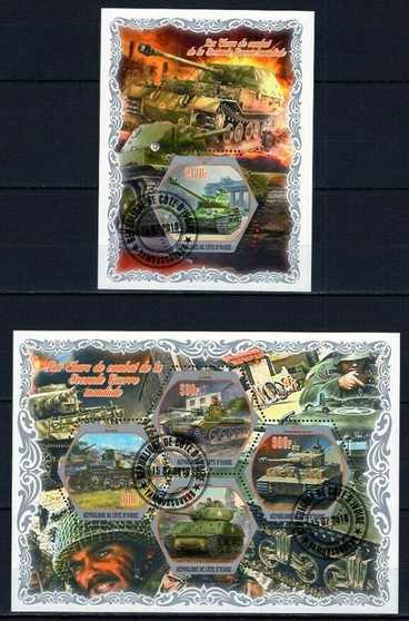 Cote D'Ivoire 2018 World War II Tanks Set of 2 Stamp Sheets