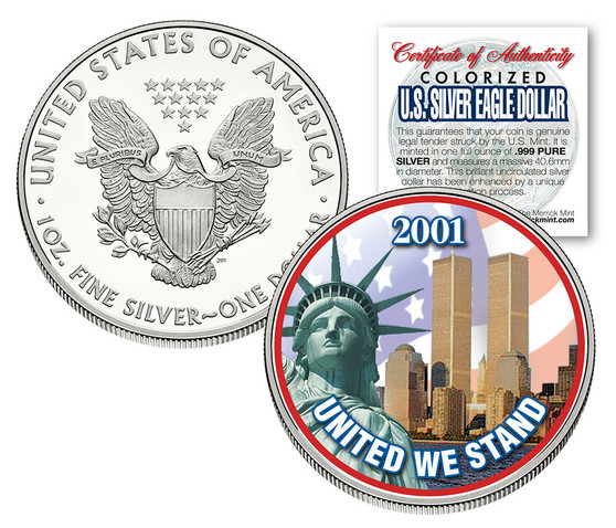 United We Stand 9/11 Commemorative Silver Eagle with Case