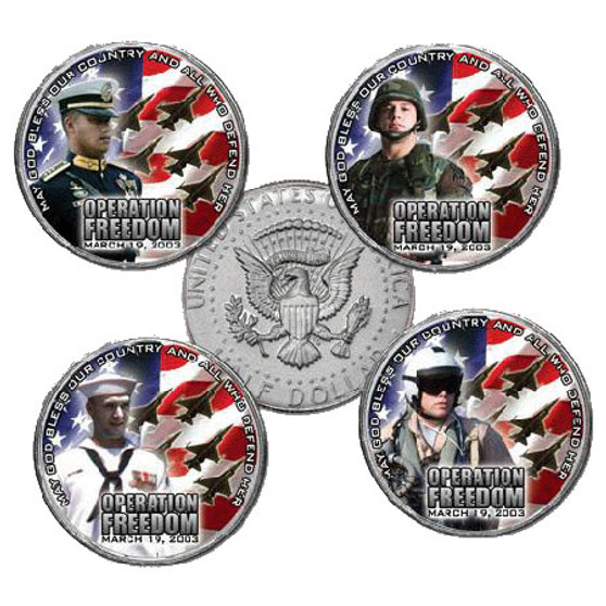 Operation Iraqi Freedom 5 Coin JFK Half Dollar Set