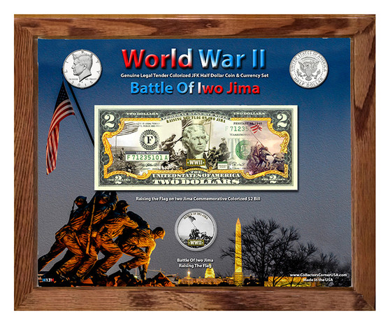 World War II Battle Of Iwo Jima Colorized Coin & Currency Set in 8" x 10" Frame
