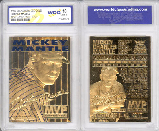 Mickey Mantle Yankees 3 Time MVP 1996 23K Gold Sculptured Card Graded Gem Mint 10