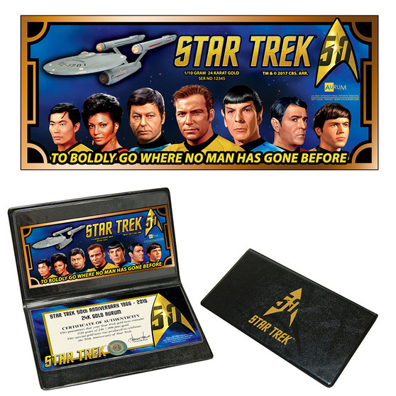 Star Trek 50th Anniversary U.S.S. Enterprise Crew 1/10 Gram 24K Gold Aurum Collector's Card
