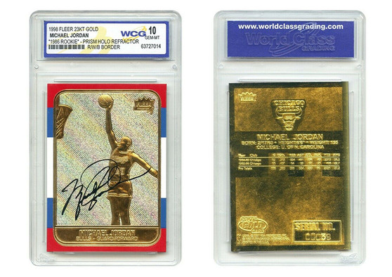 1998 Michael Jordan Fleer Rookie Signature Prism 23K Gold Card Gem Mint 10