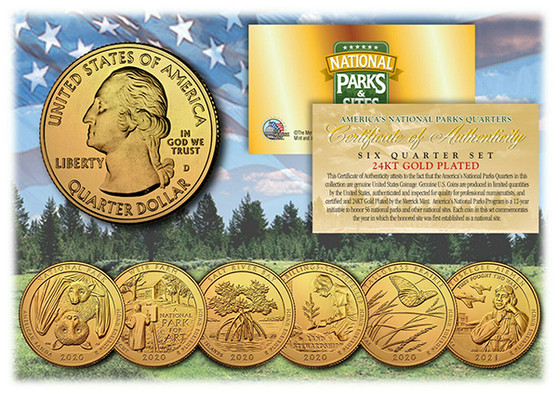 24K Gold Plated National Parks 2020/2021 6 Coin Set