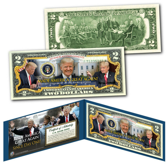 Donald Trump 45th President MADE AMERICA GREAT AGAIN 603 Accomplishments $2 Bill